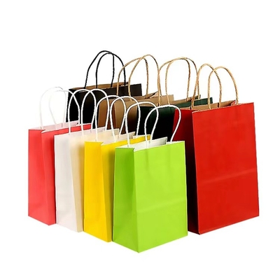 sacs à provisions de papier de couleur fluorescente de 15x8x21cm avec le logo